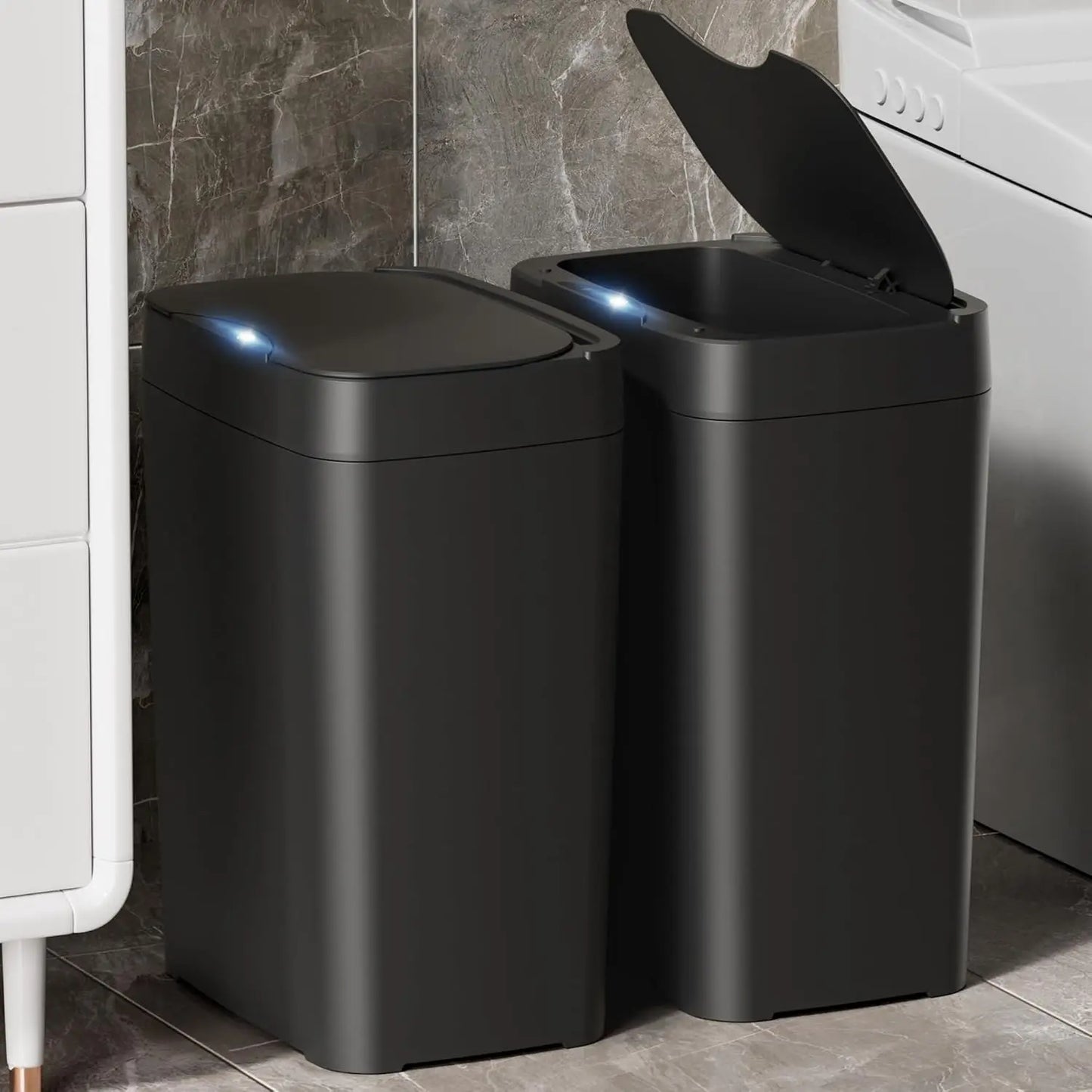 Gal Bathroom Trash Can with Lid, Automatic Trash Can Small Smart Garbage Can Touchless, Slim Motion Sensor