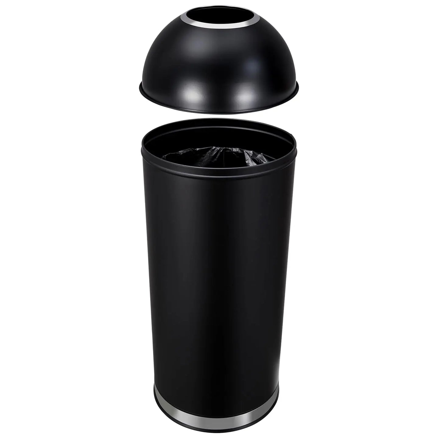 Open Top Trash Can 17 Gal / 65L Commercial Grade Heavy Duty Tall Commercial Trash Can Brushed Stainless Steel for Outdoor