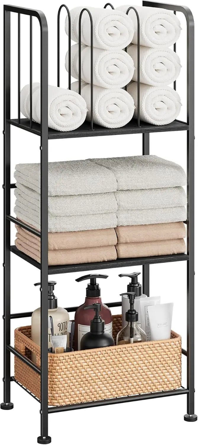 Towel Rack Free Standing 3-Tier M-Shaped Detachable Dividers, Durable Metal Towel Holder for Bathroom