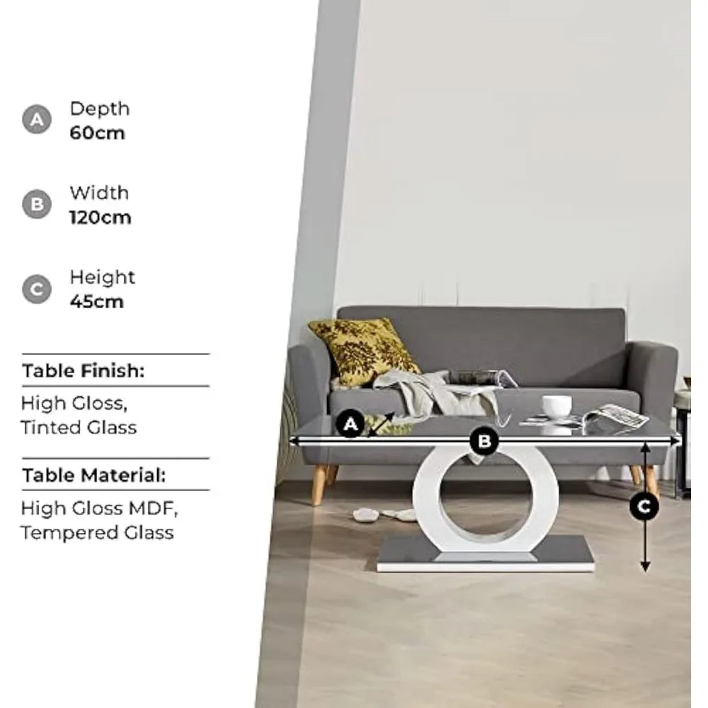 Giovani Modern Halo Black/White High Gloss and Glass Coffee Table