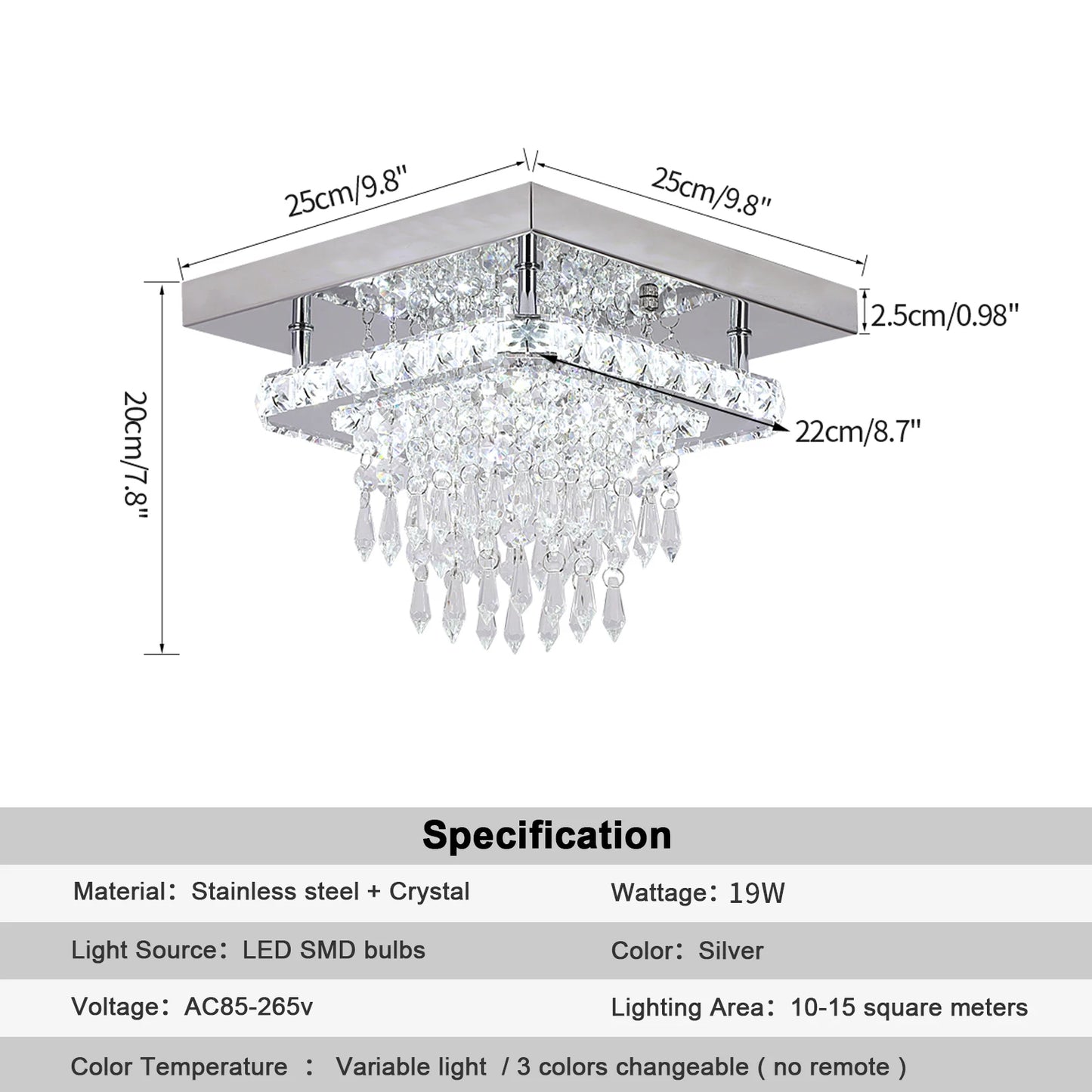 Modern Crystal Chandelier Ceiling Lamp Led Pendant Light Stainless Steel Fixture Aisle Lustre Dining Room Living Room Home Decor
