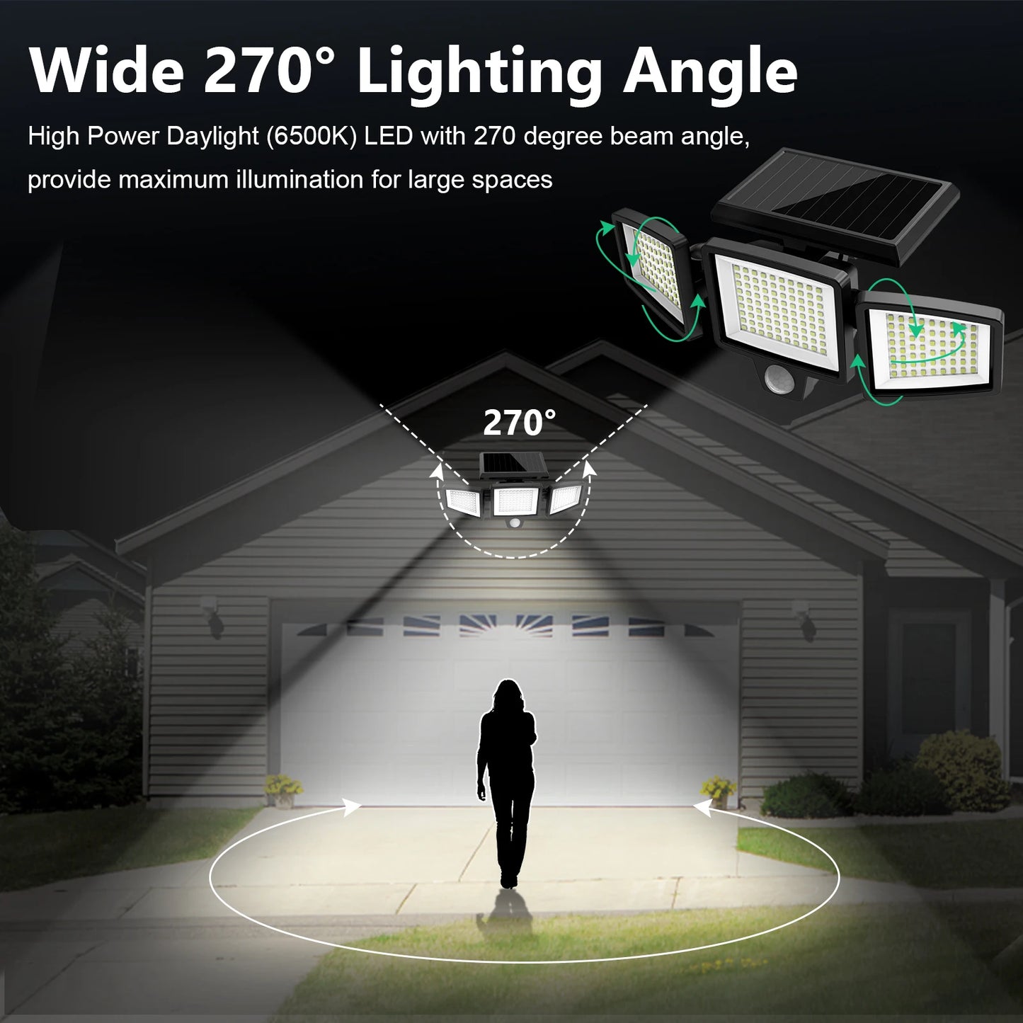 3 Pack Outdoor Solar Lights, Motion Sensor Security Lights for Porch, Garage, Yard Entrance, Patio