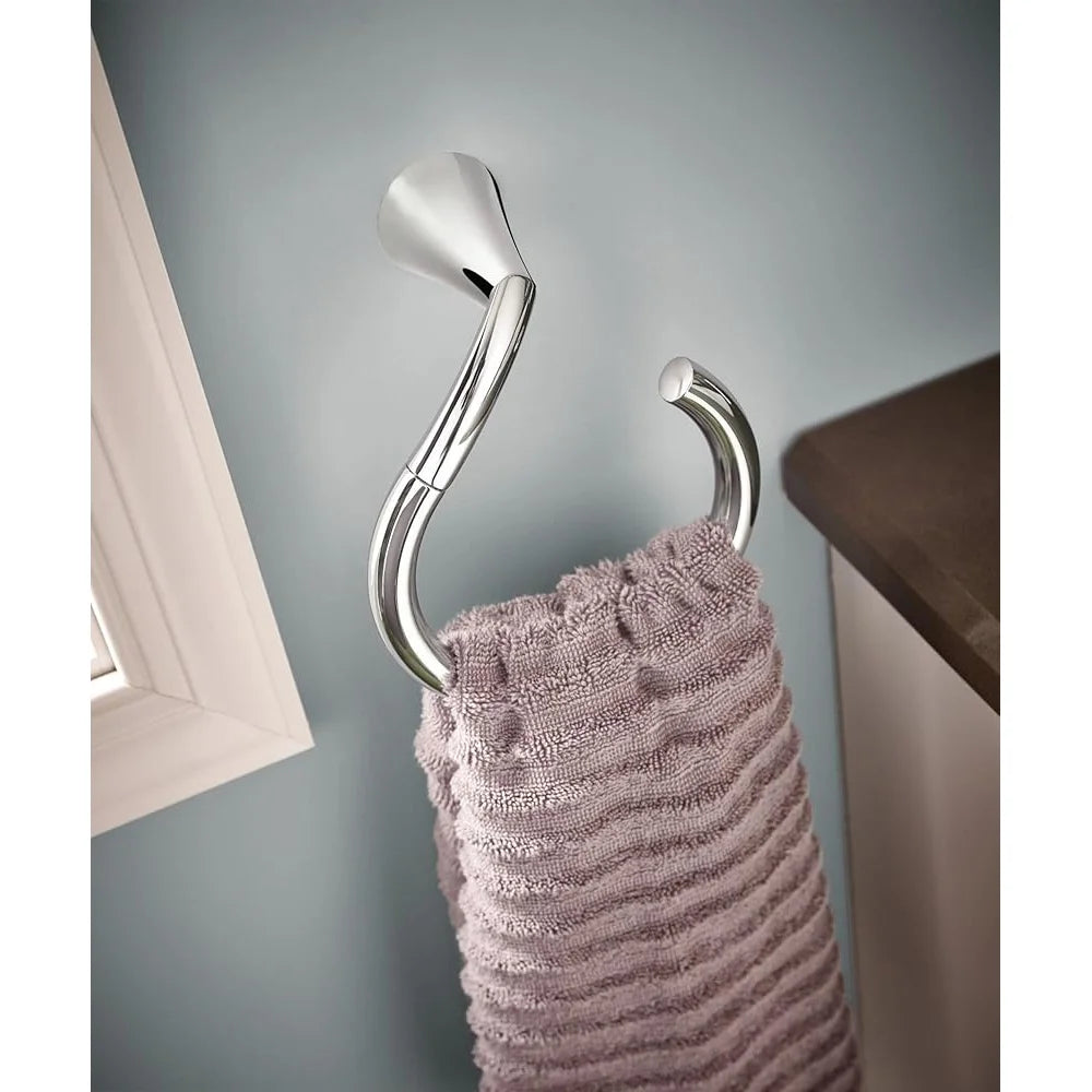 Chrome Towel Ring Round Design Pro-Fit Installation Template Level Hassle-Free Mounting Zinc Material Home Bathroom Accessory