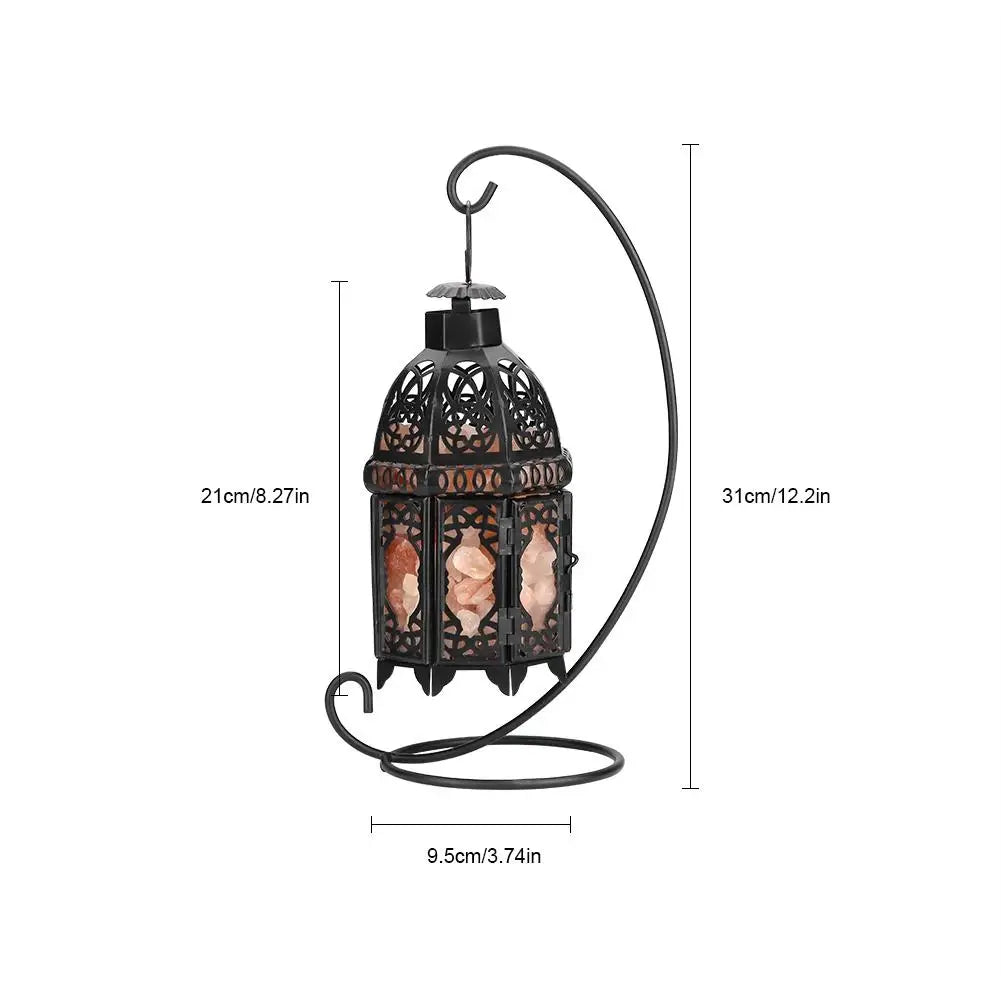 Himalayan Salt Rock Lamp, Dimmable Crystal Salt Lamp DIY Rock Night Light with Vintage Iron Stand, 12.2 x 3.74 inches