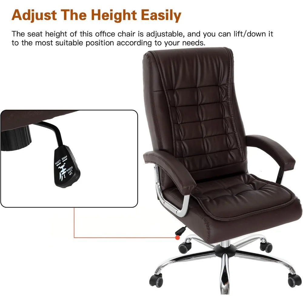 XMSJ Executive Leather Office Chair High Back Swivel