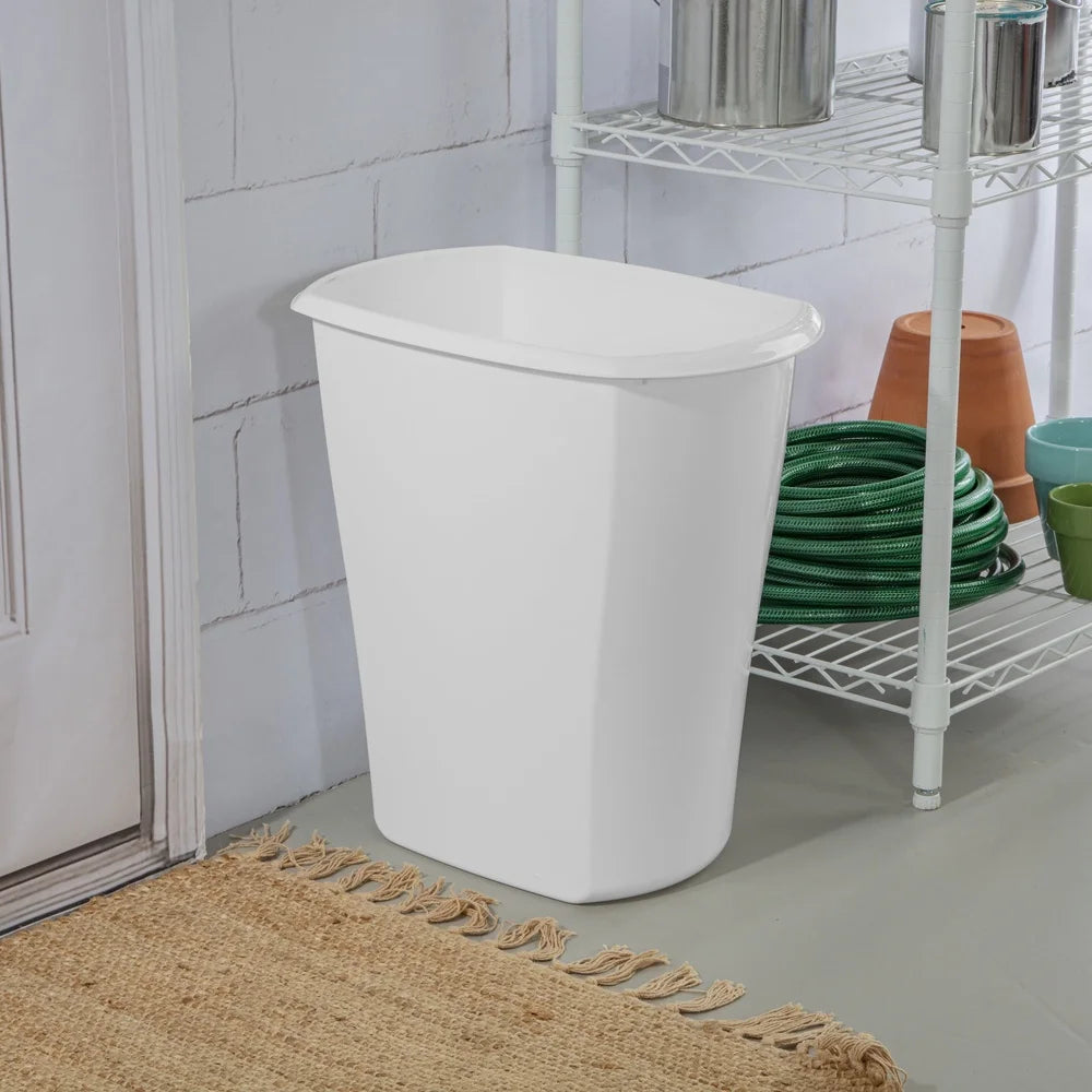 10 Gallon Rectangular Wastebasket Plastic Ideal Kitchen Bathroom Office Easy Clean Stylish Design with Integrated Handle