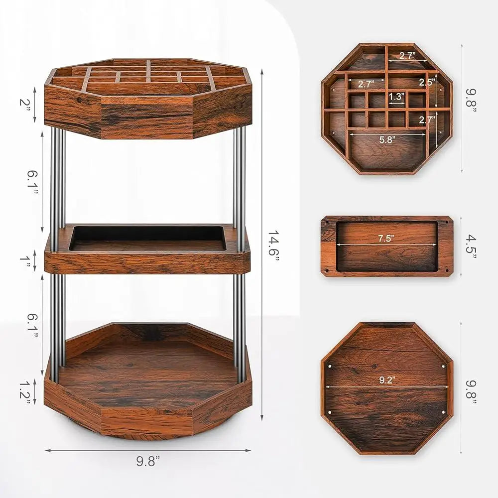 360 Degree Rotating Makeup Organizer Cosmetic Storage Display Perfume Cologne Holder Space Saving Makeup Case Dressing Table