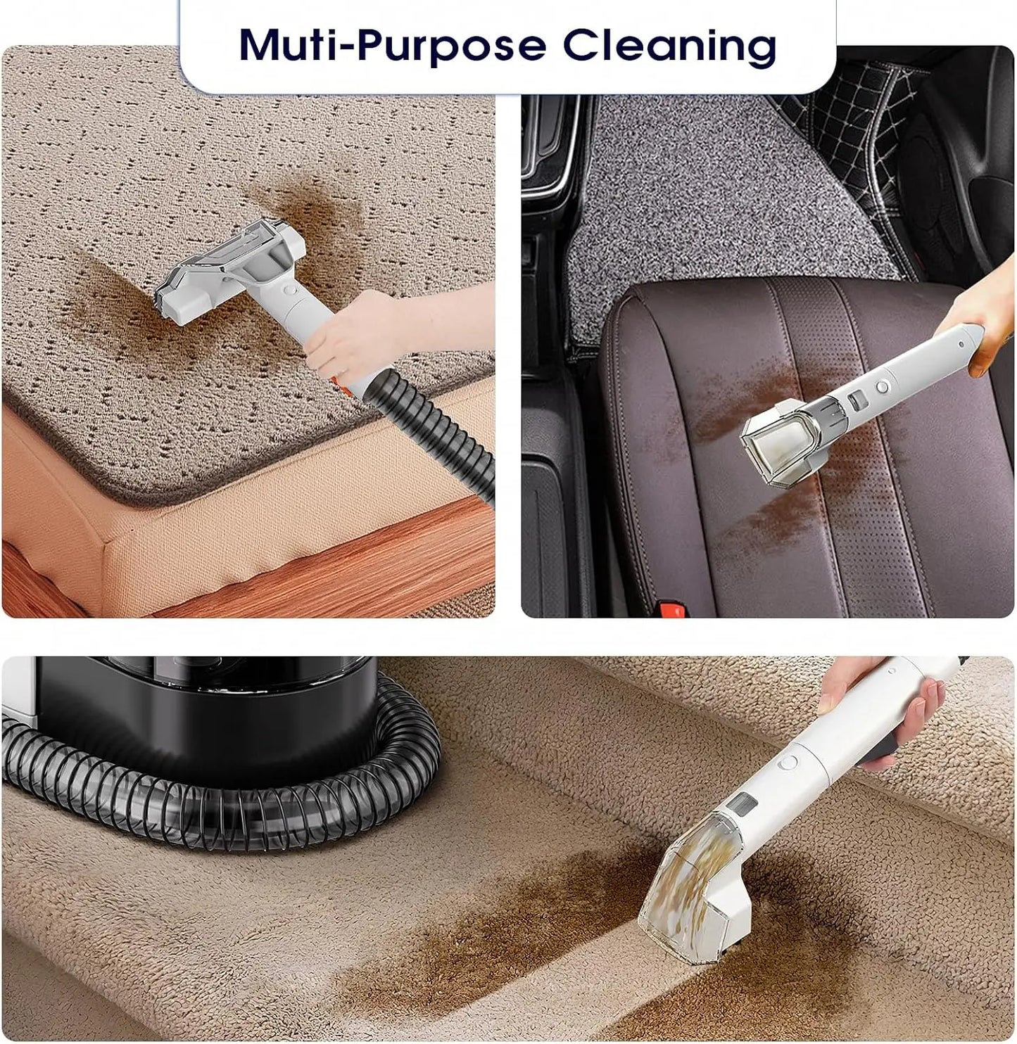 Saerke W07 Dual Tank Portable Carpet & Upholstery Cleaner Machine for Pets, Stairs, Couch Area Rugs, Upholstery, Car Seat