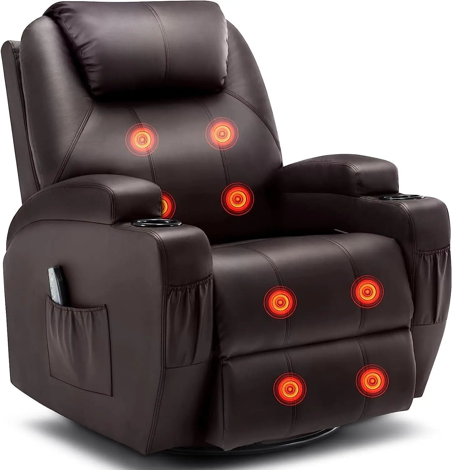 Rocker Recliner Chair with Massage and Heat, 360° Swivel Rocker Recliner with Remote Control and Cup Holder, Recliner Chair