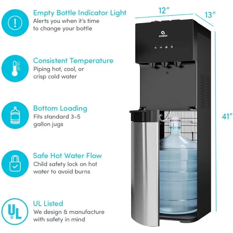 Avalon Bottom Loading Water Cooler Water Dispenser with BioGuard- 3 Temperature Settings - Hot, Cold & Room Water, Durable