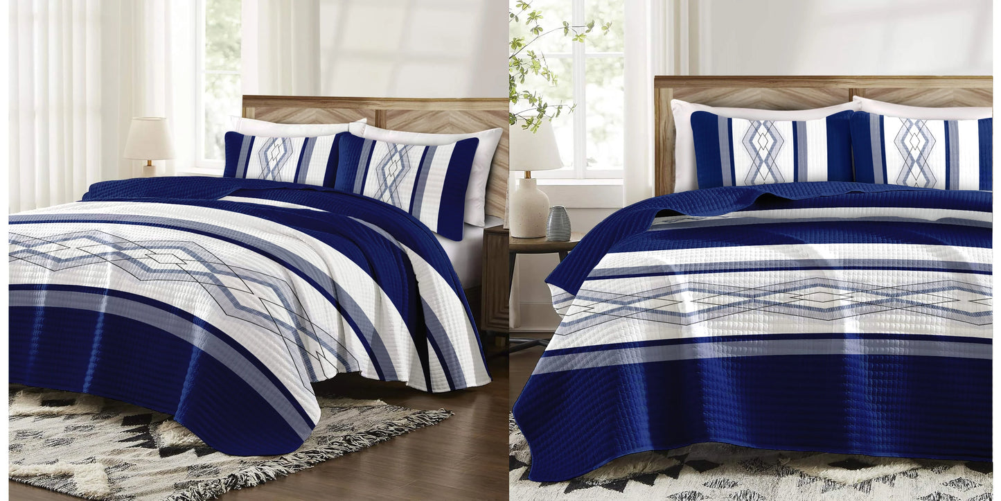 Modern Blue White Geometric 9 Piece Bedding Set Duvet Cover Sheet Pillowcases Curtains Bedroom Bedding Sets for Home