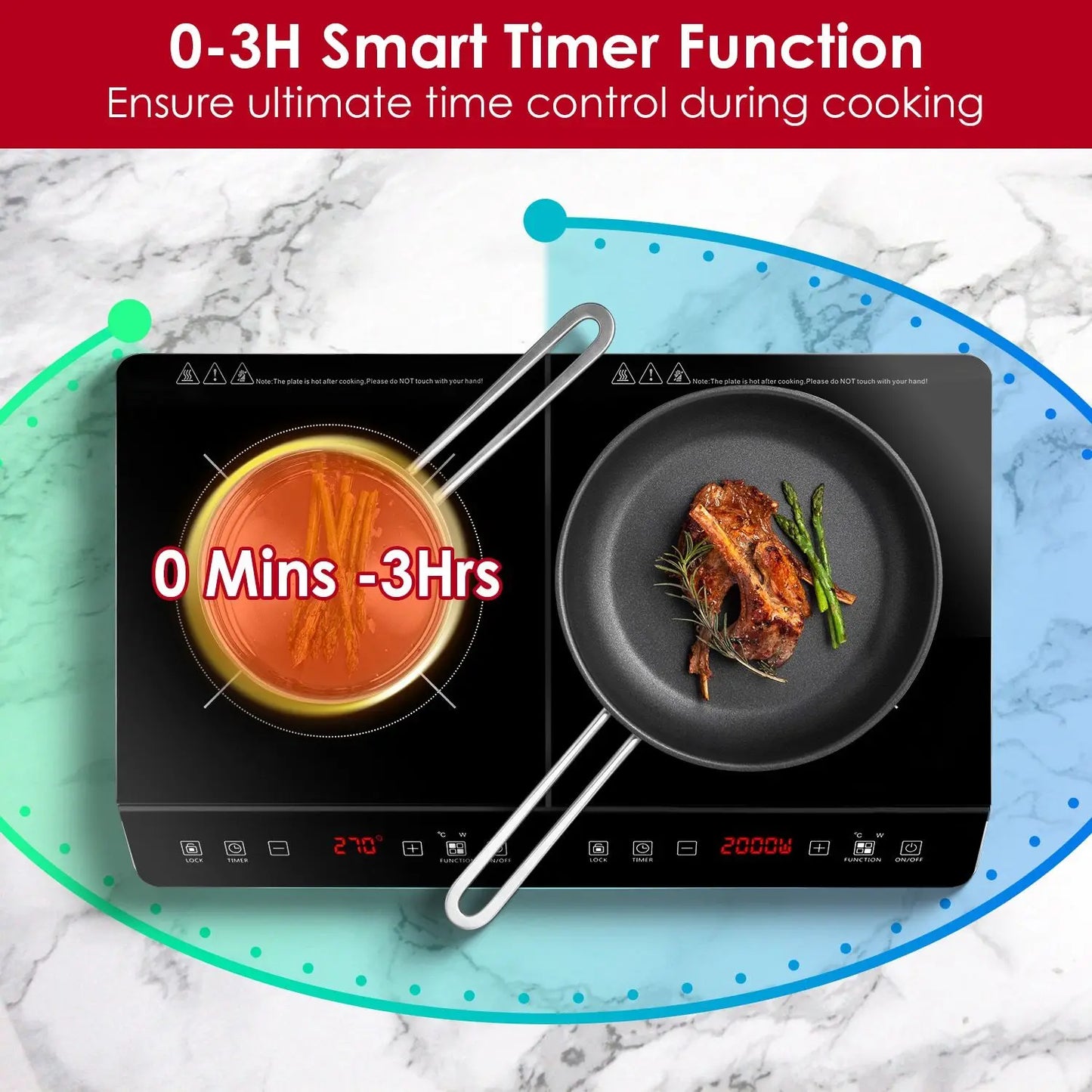 4000W High Power Dual Pot Electric Stove Induction Cooktop  Cooker Plate Kitchen 110V Fast Heating Durable Sturdy Cooking Stove