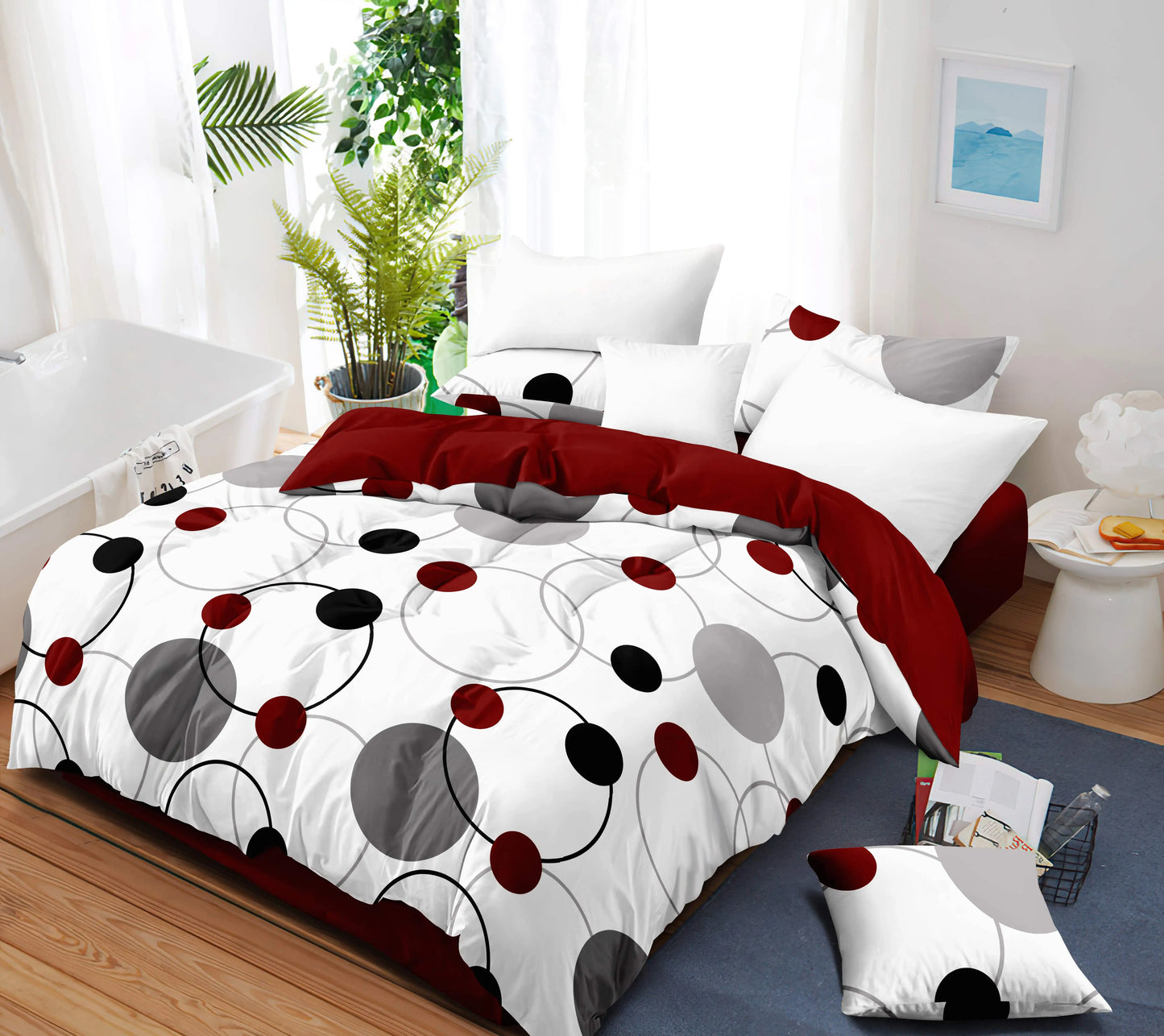 Twin Queen King Size All In One 9 Piece Super Soft Bedspread Curtain Set Lightweight Breathable Home Textile Set