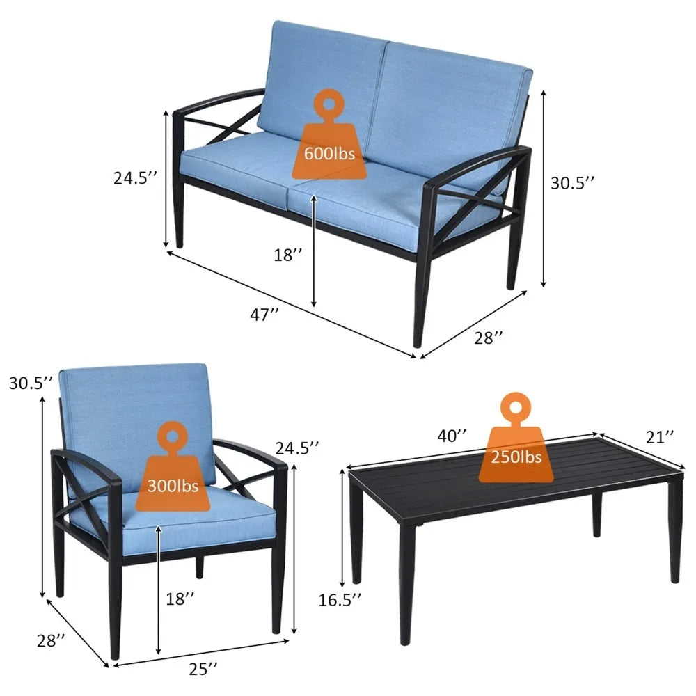 4PCS Patio Sofa Conversation Set Outdoor Furniture Set Yard w/ Cushion