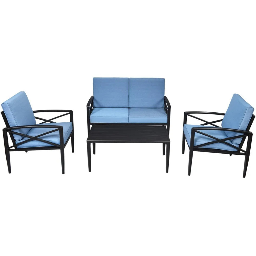 4PCS Patio Sofa Conversation Set Outdoor Furniture Set Yard w/ Cushion