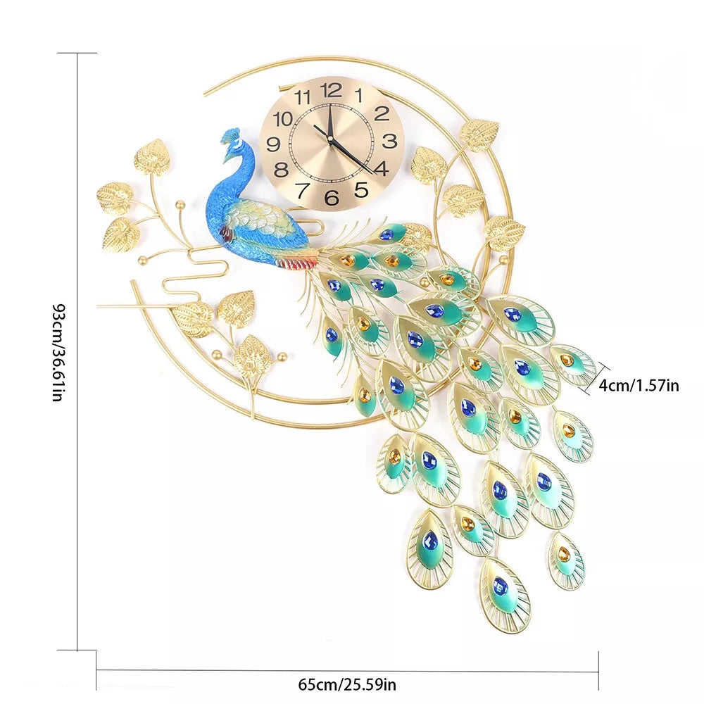 Hign-concerned Peacock Wall Clock Crystal Resin European
