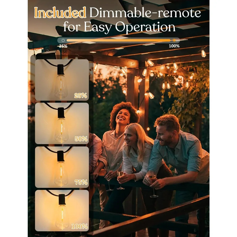 100ft Solar String Lights With Remote USB Rechargeable
