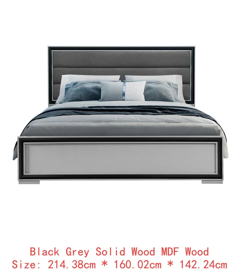 5PC King Bedroom Set – Grey & Black Design