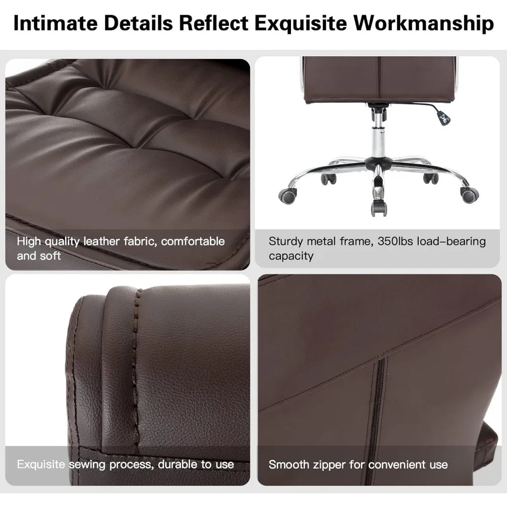 XMSJ Executive Leather Office Chair High Back Swivel