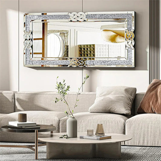 Hign-Concerned Sparkling Rectangle Wall Mirror Home Decor