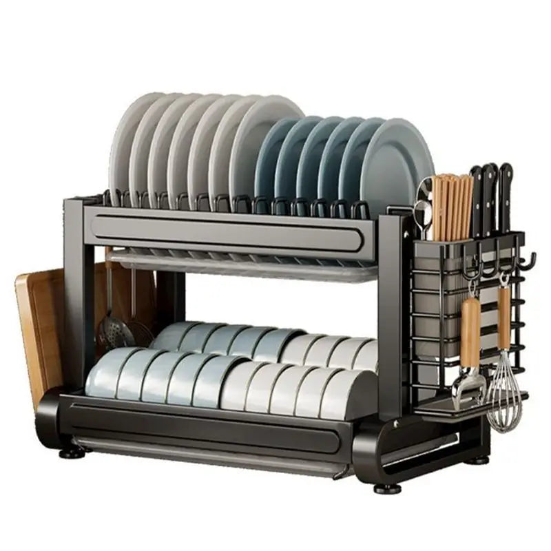 Kitchen Dish Bowl Drainer Storage Rack Countertop Dinnerware Organizer Drain Basket Household Dish Drying Rack Stand Shelf