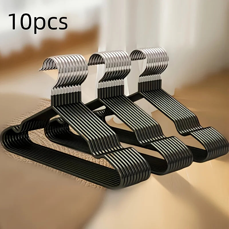 10pcs Heavy Duty Non-Slip Clothes Hangers, Space Saving Closet Organizers for Wardrobe, Laundry & Bedroom Storage