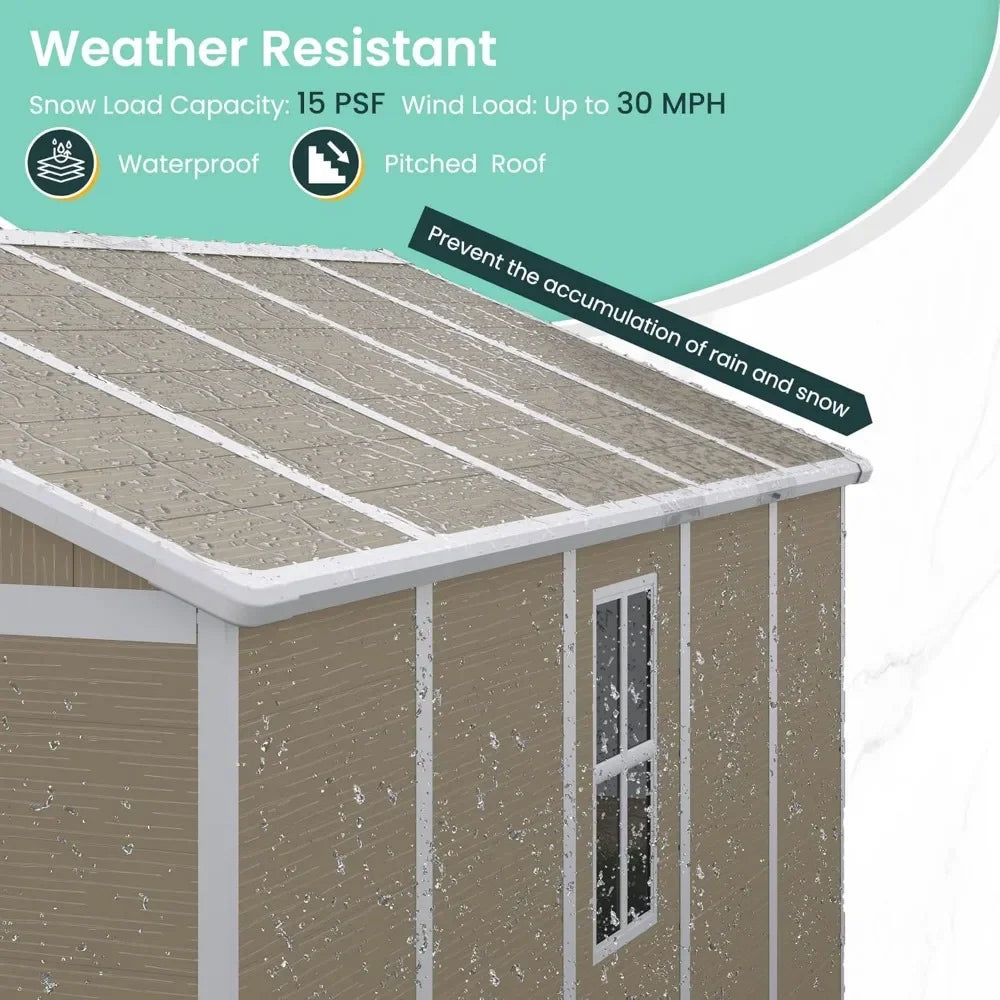Outdoor Storages Shed,Plastic Garden Sheds for Bike,Tool,Outside Sheds & Outdoor Resin Shed with Lockable Door for Backyard