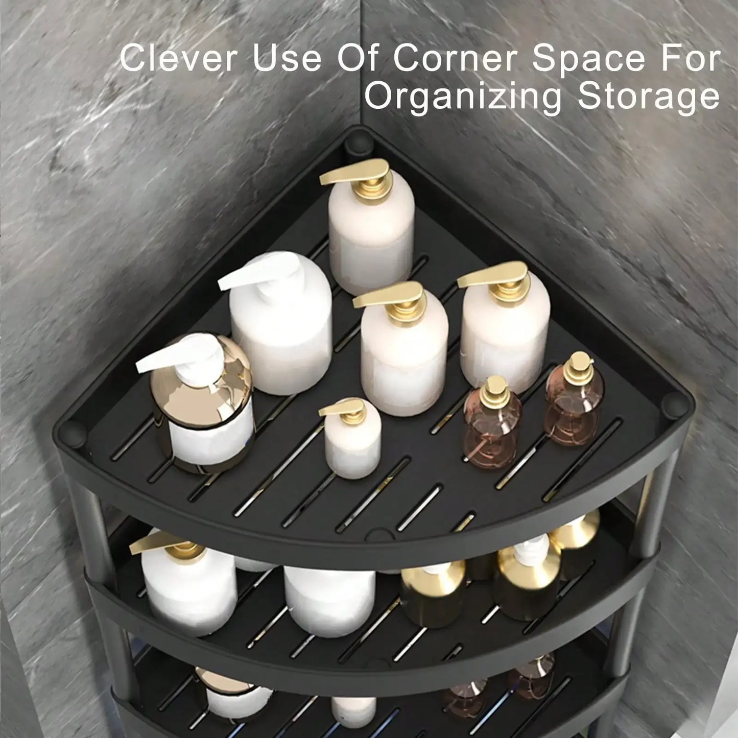 Bathroom Corner Storage Shelf Organizer With Detachable 5 Tiers Rolling Wheels And Drainage Holes