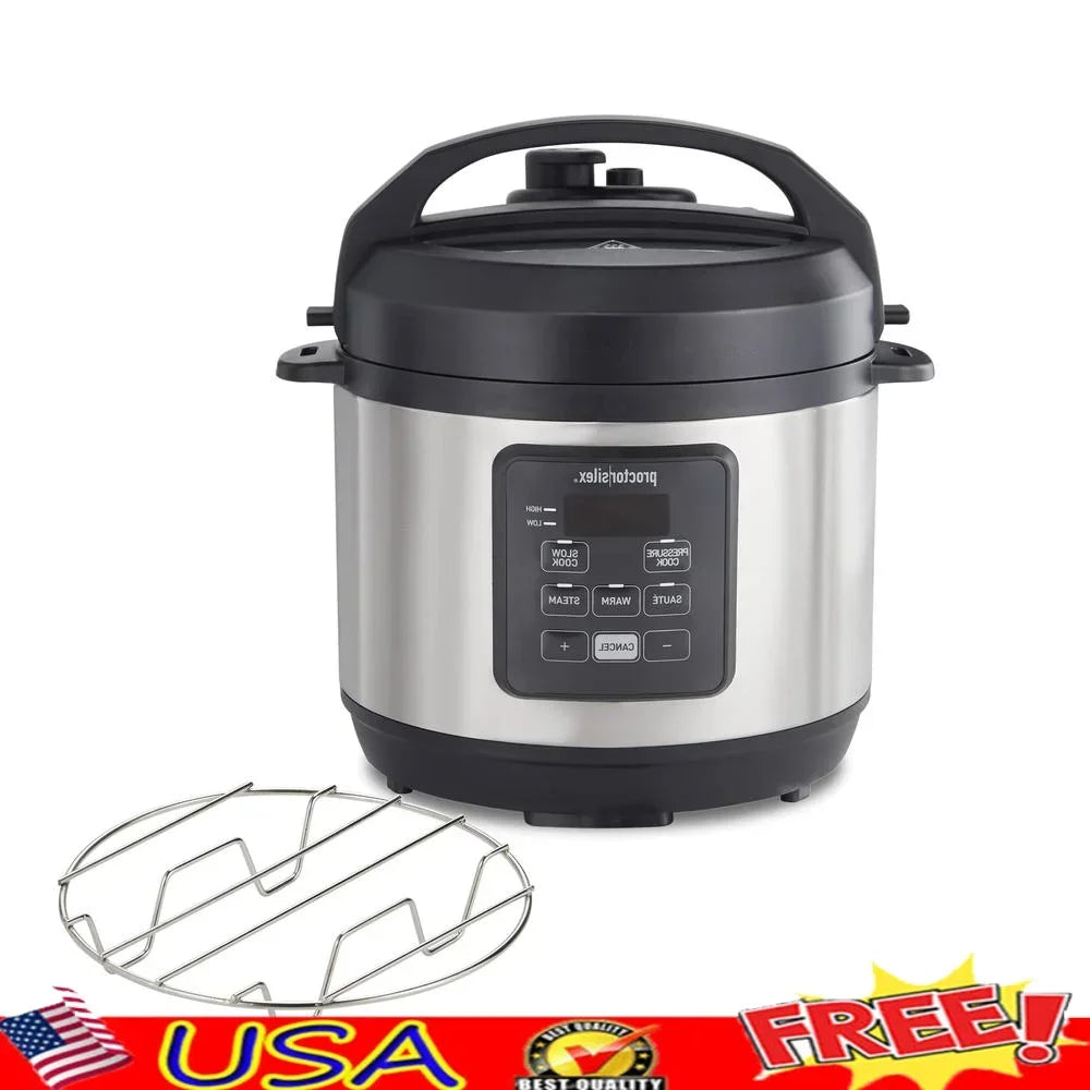 4-in-1 Electric Pressure Cooker Multi-Cooker Slow Cook Steam Sauté Rice Cook Stainless Steel Nonstick 3 Quart Kitchen Appliance
