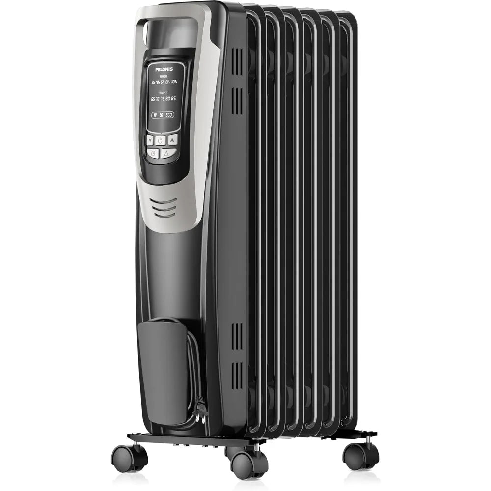 Quiet Oil Filled Radiator Heater with Remote, Thermostat & LED Display, Overheat Protection for Large Rooms