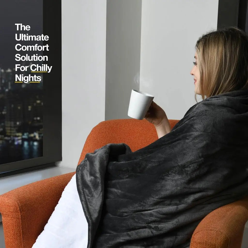 Machine Washable Heated Blanket, Soft Electric Throw with 10 Settings & Auto Shut-Off, Fast Heating (Gray, 50x60)