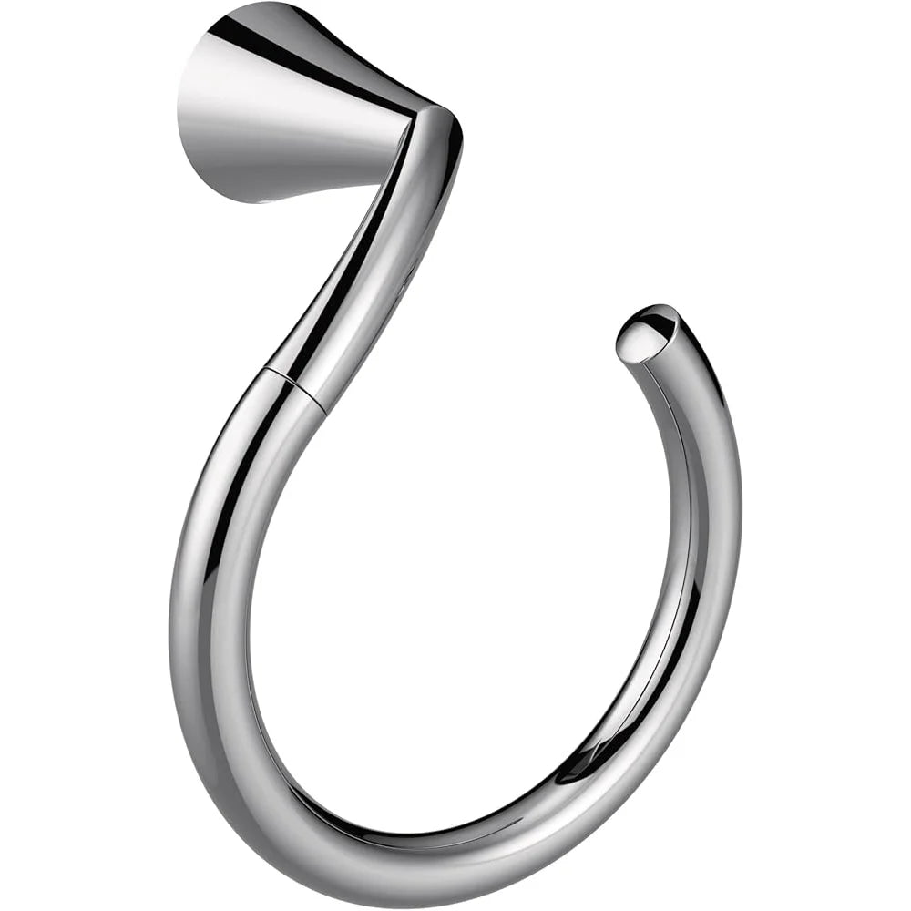 Chrome Towel Ring Round Design Pro-Fit Installation Template Level Hassle-Free Mounting Zinc Material Home Bathroom Accessory