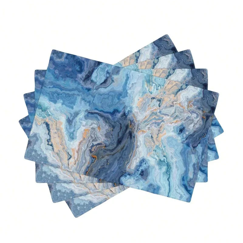 4PC Marble Table Placemats Washable Marble Style Table Mats Wipe-Clean And Easy To Clean Suitable For Home Kitchen Decor