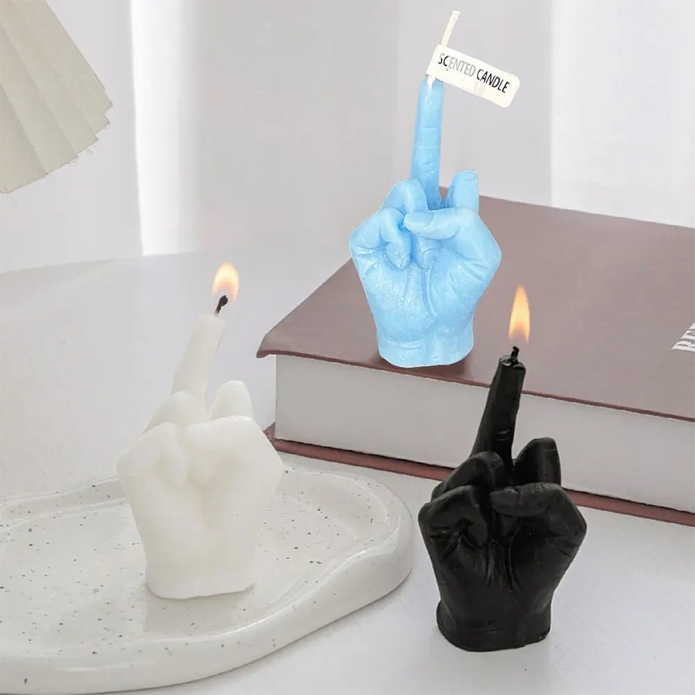 Middle Finger Scented Candle Funny Soy Wax Long Lasting Candle Aromatherapy Hand Gesture Candles Home Room Decor Ornaments