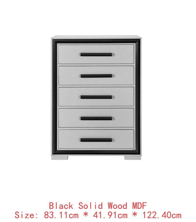 5PC King Bedroom Set – Grey & Black Design