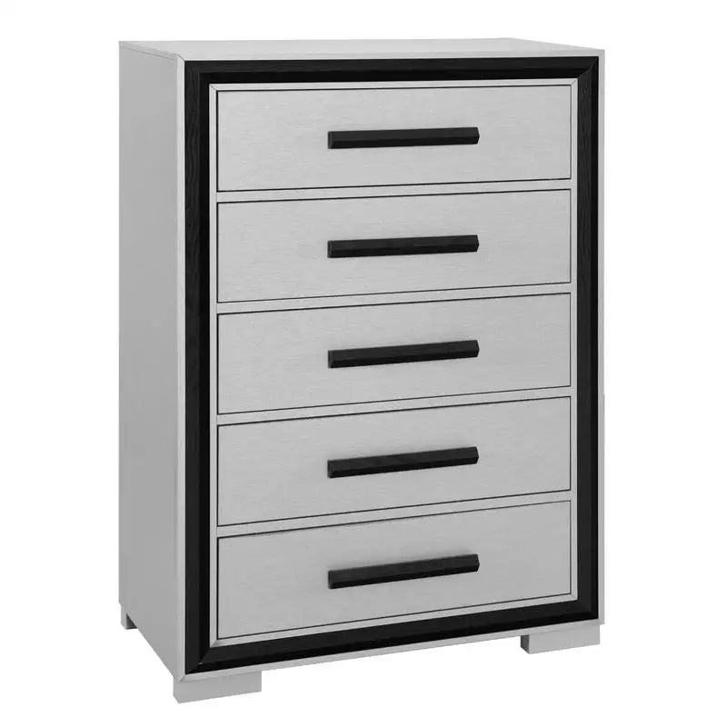 5PC King Bedroom Set – Grey & Black Design