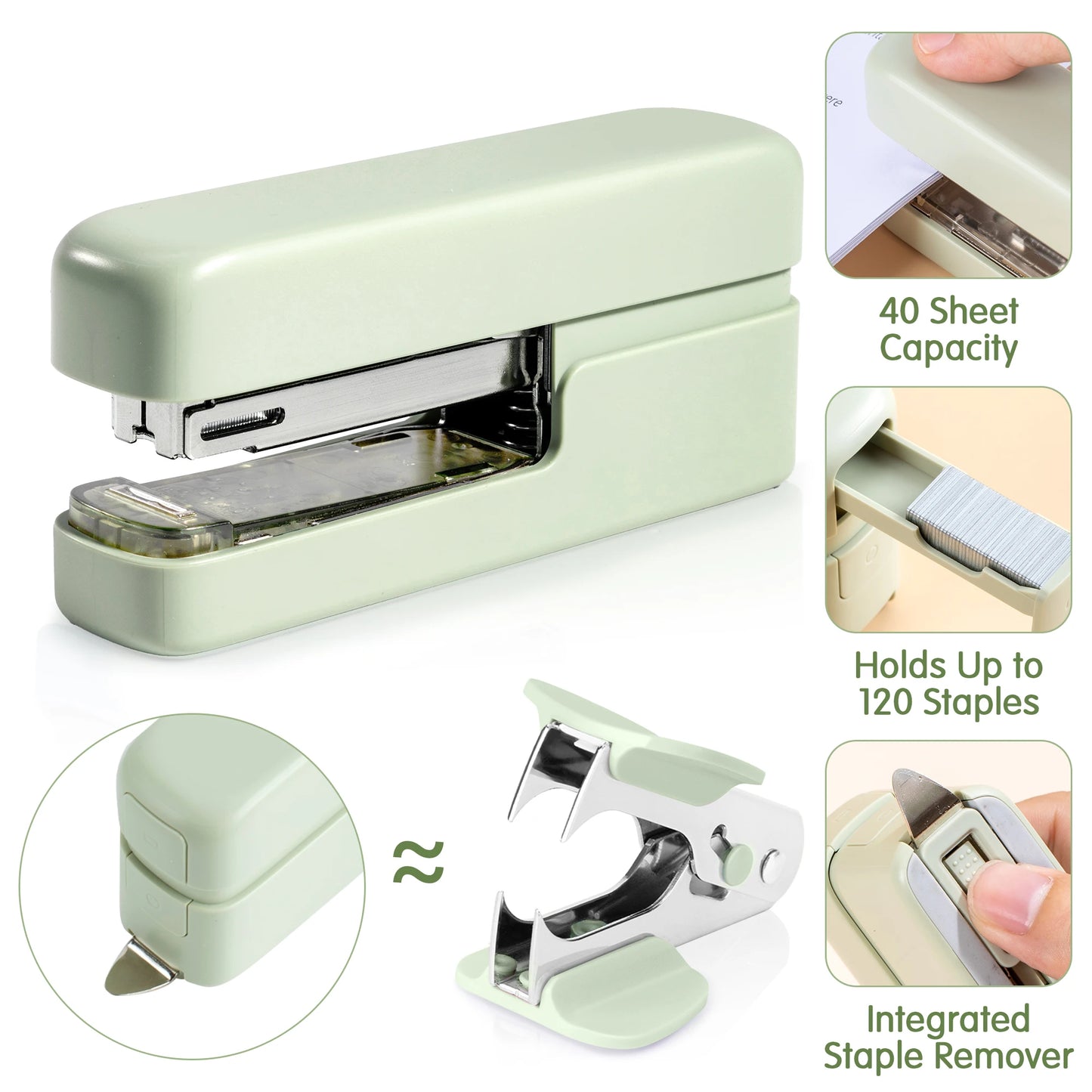 Deli 40-Sheet Stapler, Heavy Duty Office Stapler with Staple Remover, All-Metal