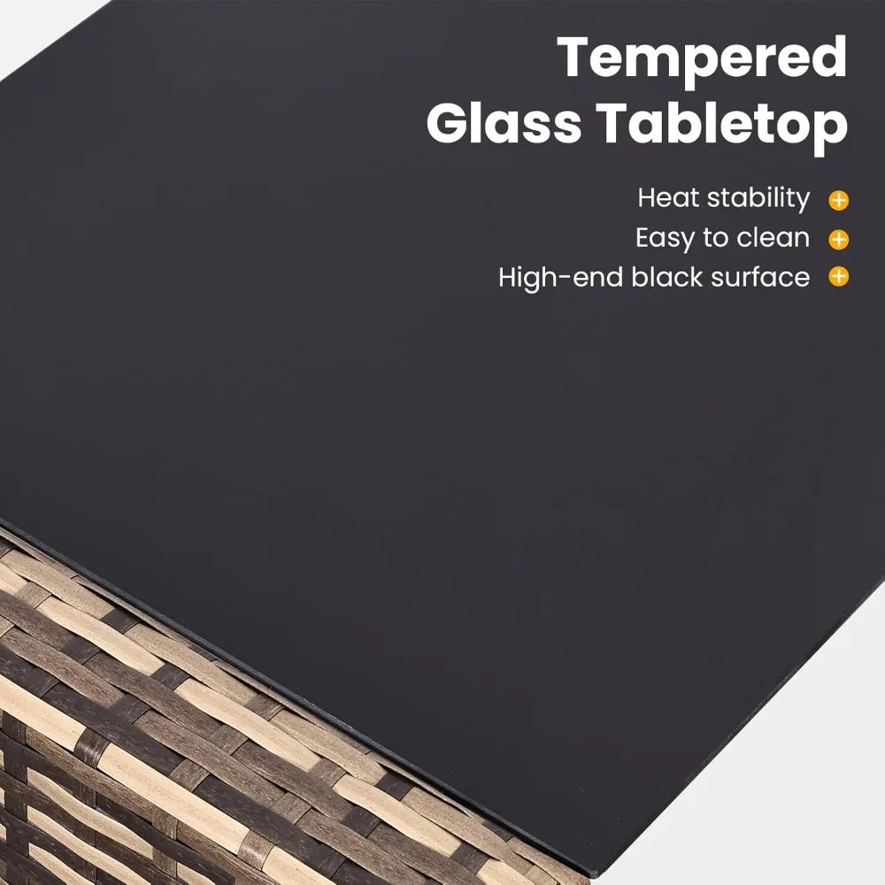 Outdoor Wicker Sectional Sofa Set With Coffee Table