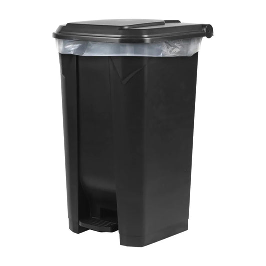 27 Gallon Step-On Trash Can/Container, Black Plastic Dustbin with Lid and Foot Pedal, Hands-Free Disposal