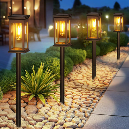 2/6/12 Pack [Upgraded] Solar Lights, 2700K Warm White, Super Bright 12Hrs, for Yard/Garden Walkway