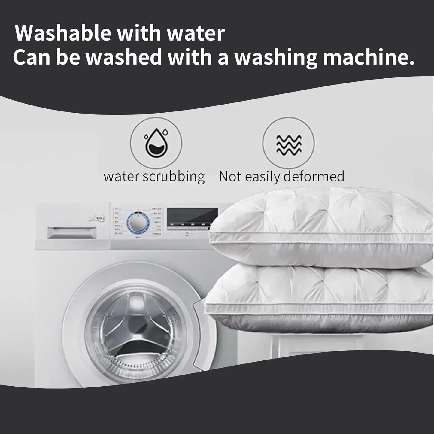 100% Cotton 3D Style Rectangle Pillow Luxury White Goose Down Pillows Down-proof King Queen Bedding for You Lover Gift 48x74cm