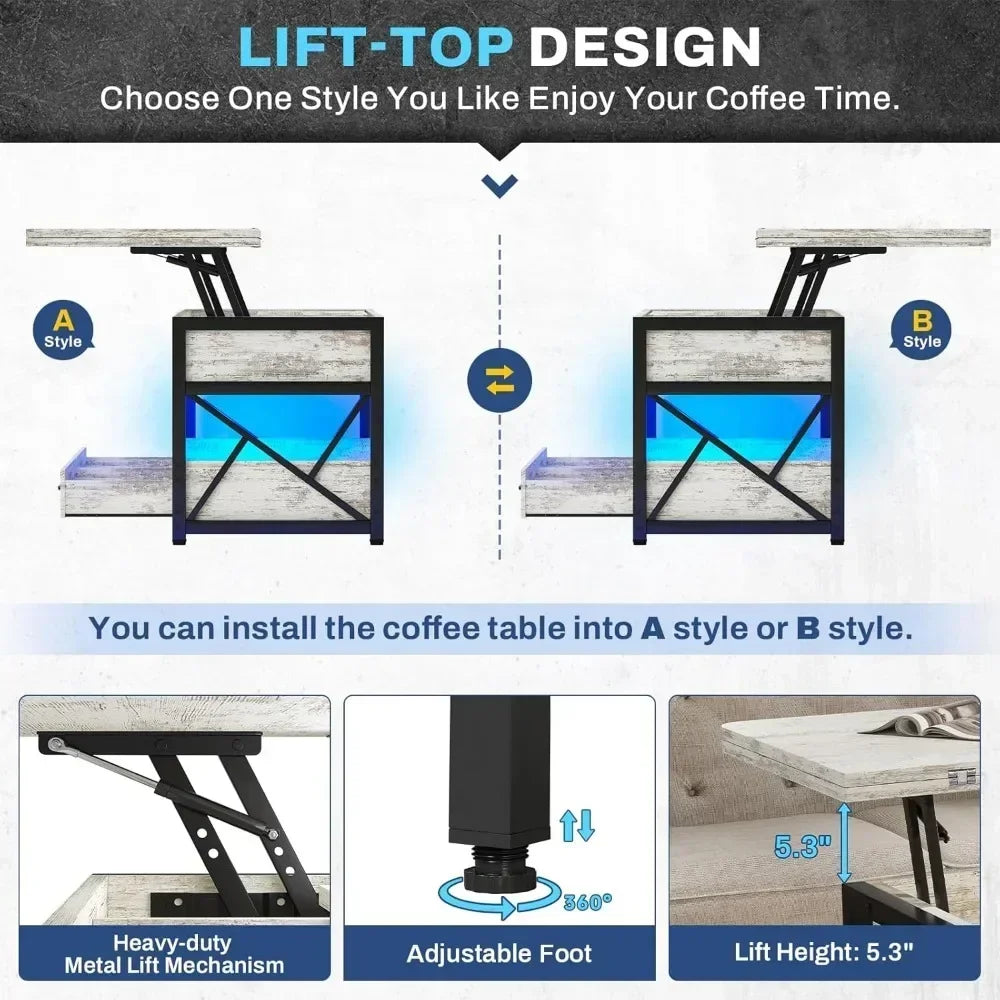 Lift Top Coffee Table With Storage 4 In 1 White Finish