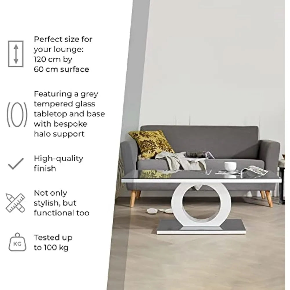 Giovani Modern Halo Black/White High Gloss and Glass Coffee Table