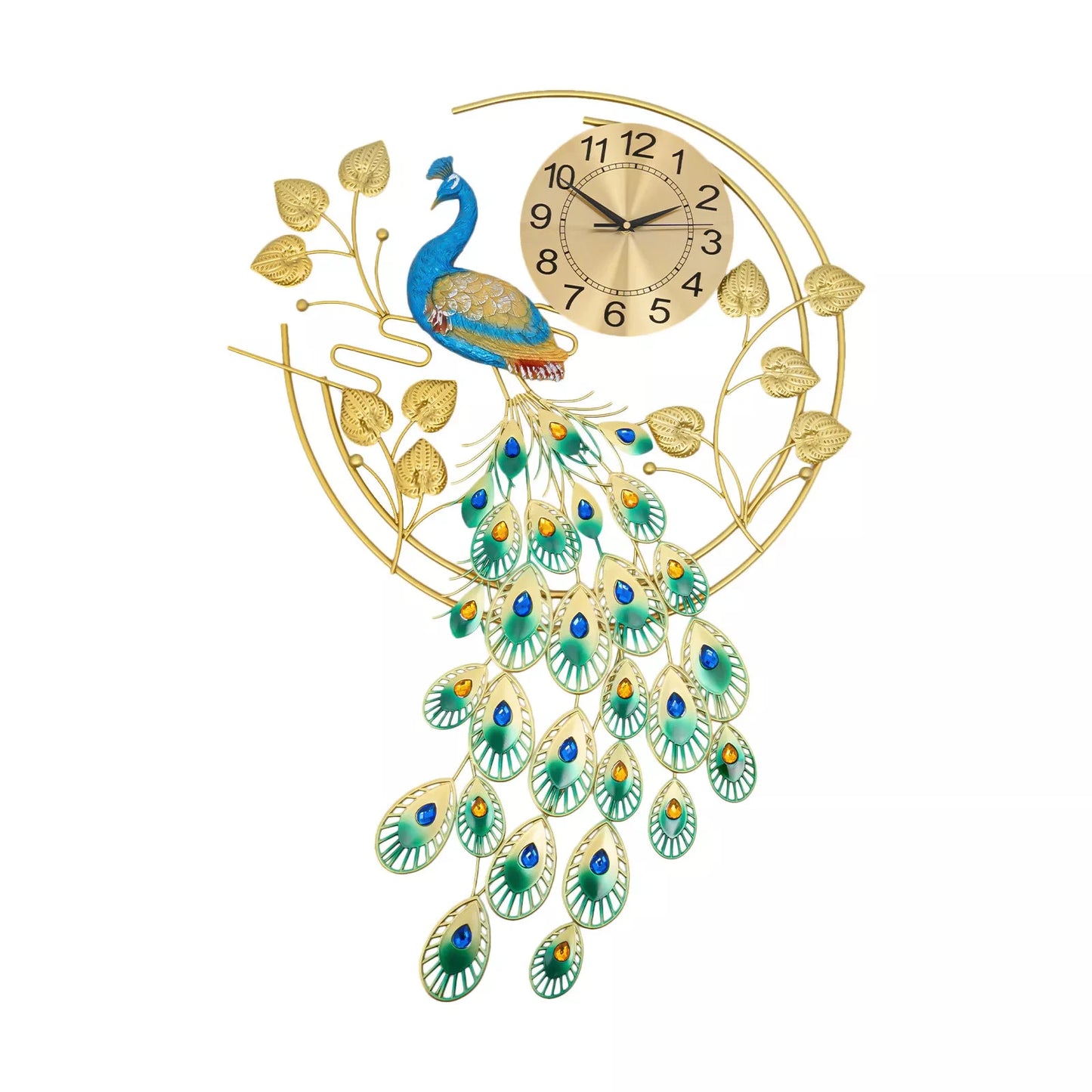 Hign-concerned Peacock Wall Clock Crystal Resin European