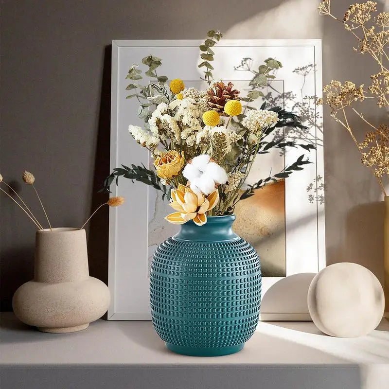 Imitation Ceramic Vase Modern Centerpiece Floral Vase Unbreakable Flower Vase For Home Decor Living Room Centerpieces And