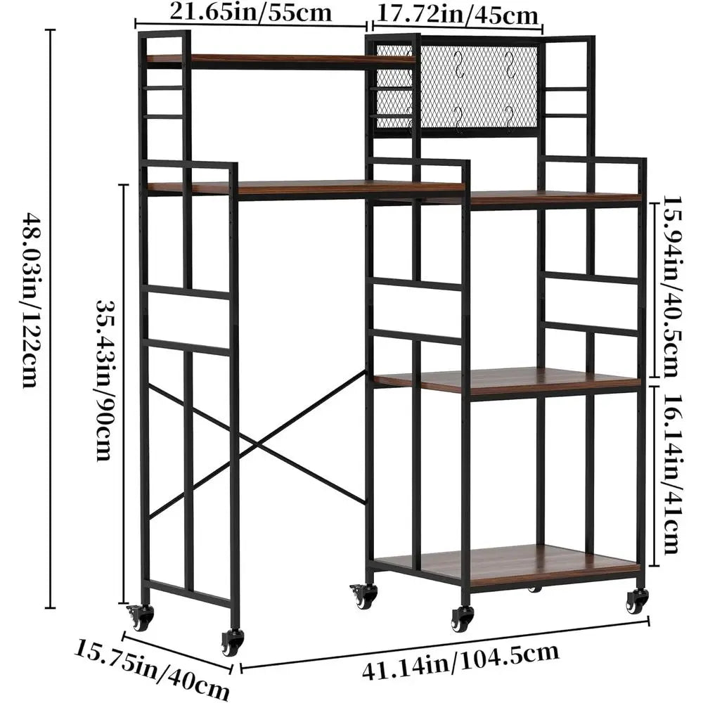 5-Tier Mini ridge Cabinet with Storage Shel, Industrial Style Coee Bar Bakers Rack with Mini ridge Space, Over Rerigerator and M