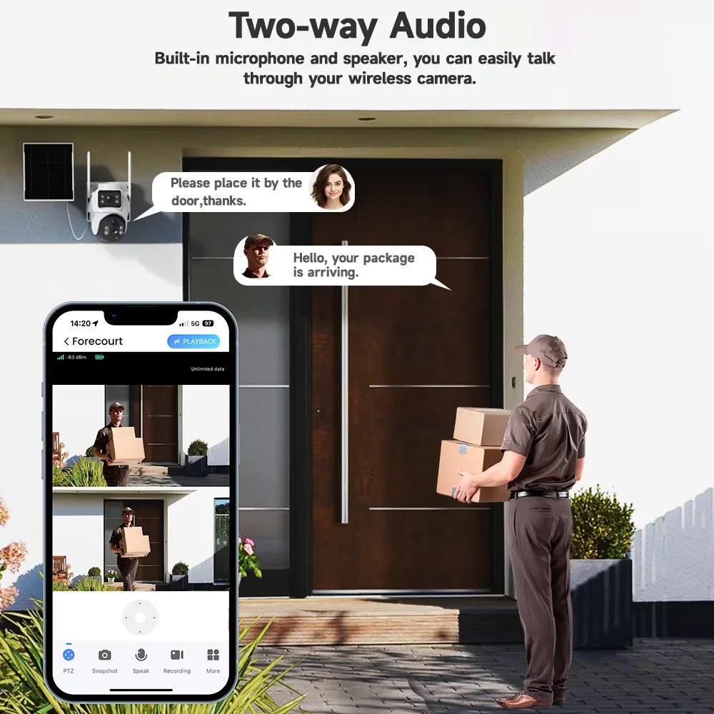 V380 8MP 2K Wireless Solar Camera Outdoor IP Camera