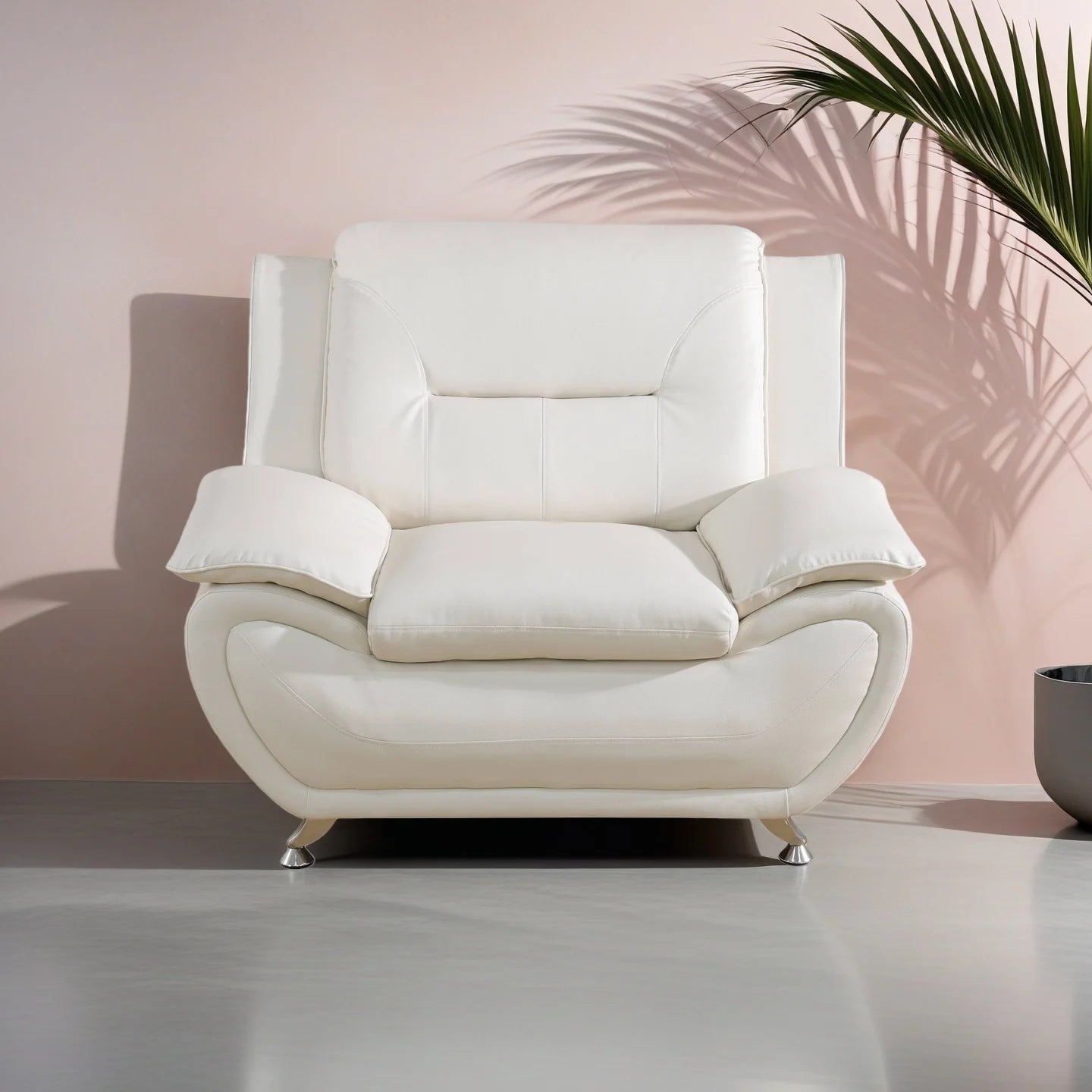 Elegant Compact Sofa for Small Spaces - Beautiful Seams, Long - Lasting Quality in White Faux Leather