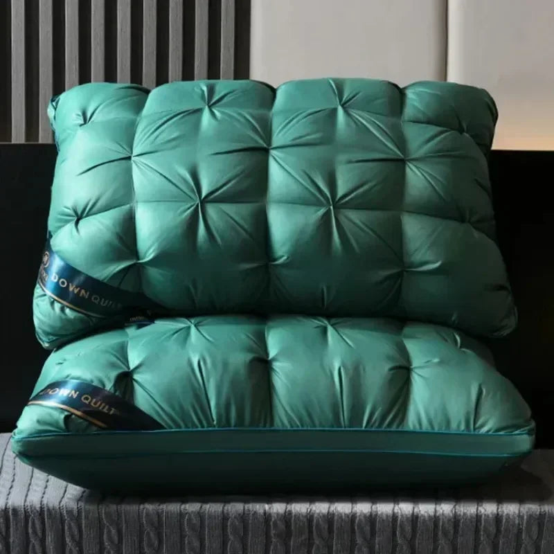 100% Cotton 3D Style Rectangle Pillow Luxury White Goose Down Pillows Down-proof King Queen Bedding for You Lover Gift 48x74cm