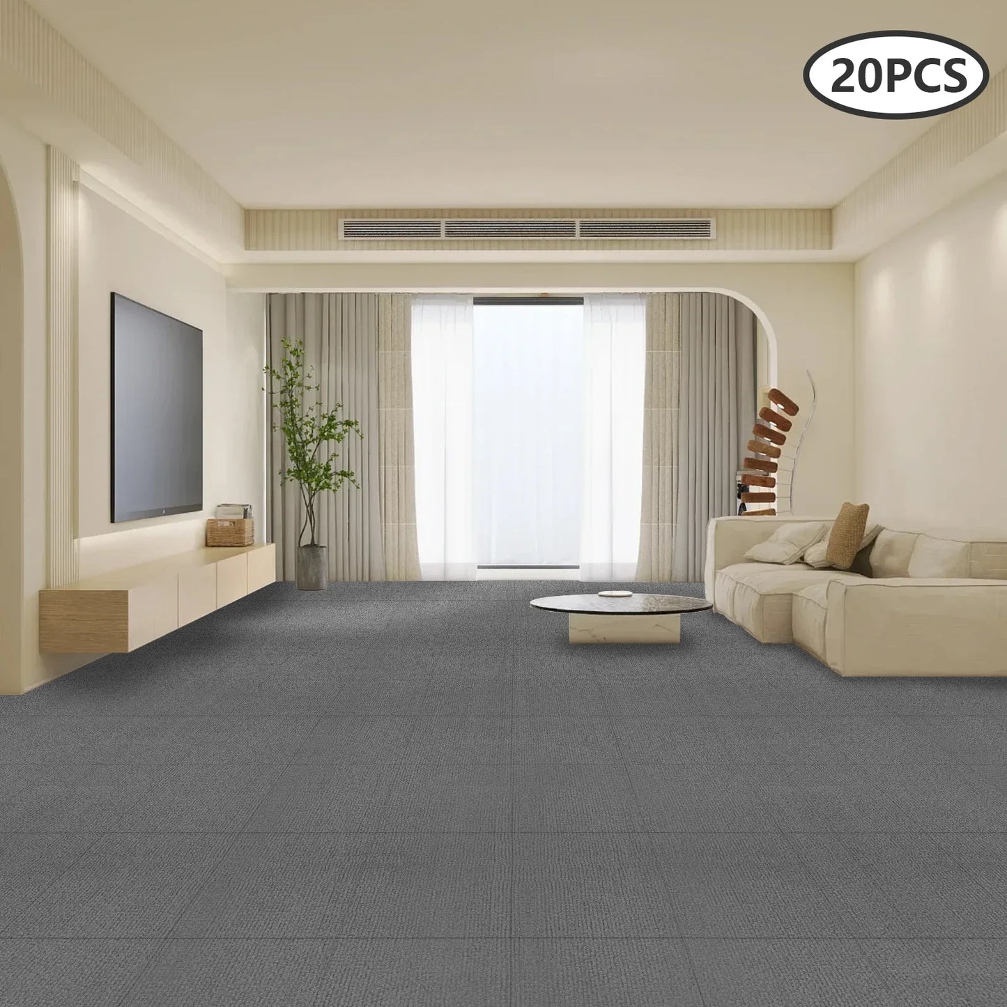 20 Pack Carpet Tile 50x50CM Self Adhesive Carpet Floor Tiles Anti-Slip Reusable Carpet Squares Peel DIY for Bedroom Living Room